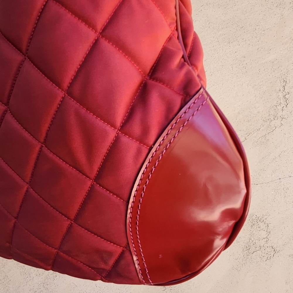 Like New Burberry Quilted Nylon & Patent Leather Hobo Bag w/ Gold Lock & COA - Picture 11 of 15
